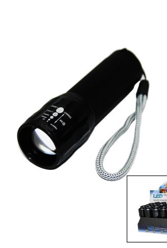 LED GOLD ORION HIGHLIGHTING ALUMİNUM FLASHLİGHT PİLLİ ZOOMLU EL FENERİ METAL KASA (4940)