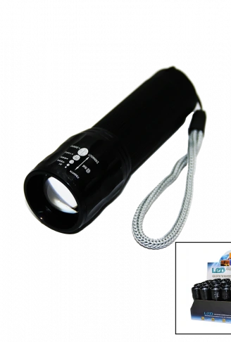 LED GOLD ORION HIGHLIGHTING ALUMİNUM FLASHLİGHT PİLLİ ZOOMLU EL FENERİ METAL KASA (4940)