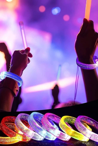 Led Işıklı Pilli Işıklı Rengarenk Kalın Bileklik Işıklı Bilezik Karışık Renk 1 Adet (4940)