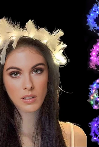 Led Işıklı Rengarenk Yanan 3 Fonksiyonlu Otrişli Parti Tacı Beyaz Renk 12x12 cm (4940)