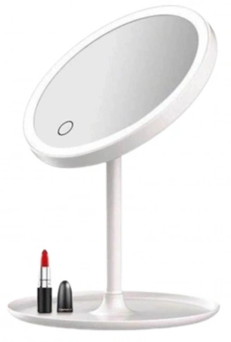 LED Işıklı Yuvarlak Makyaj Aynası – Dokunmatik Ayarlanabilir Işık Tonlu, 360 Derece Döner Masaüstü Profesyonel Makyaj ve Cilt Bakım Aynası (4940)