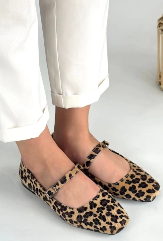 Linni Leopar Süet Babet Ayakkabı