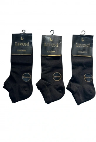 Livoni Dikişsiz Bambu Erkek Patik Çorap 3 adet