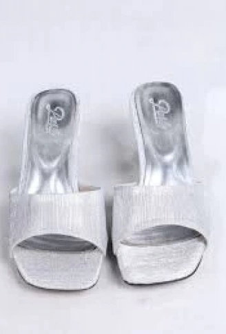 Luart Gümüş Simli Topuklu Terlik