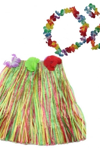 Luau Aloha Hawaii  Kolye Etek Taç ve Bileklik Seti (4940)