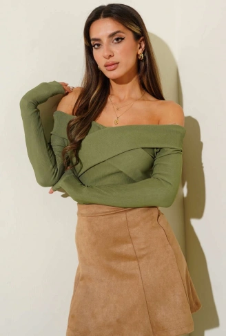 Madonna Çapraz Yaka Bluz Yeşil t4331