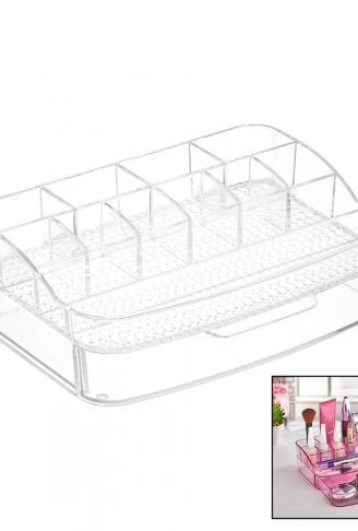 MAKYAJ ORGANİZERİ ÇEKMECELİ - 12 BÖLMELİ=2+ 4+ 6 MİKA - KRİSTAL PLASTİK (4940)