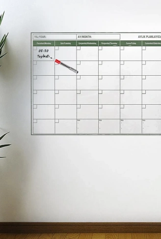 Manyetik Yapışkanlı Bir Aylık Program Planlayıcı Takvim 85x56 cm (4940)