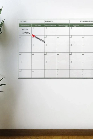 Manyetik Yapışkanlı Bir Aylık Program Planlayıcı Takvim 85x56 cm (4940)