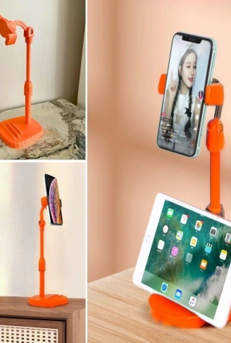 Masa Üstü Tablet ve Telefon Tutucu Plastik Aparat Turuncu Telefon Standı (4940)
