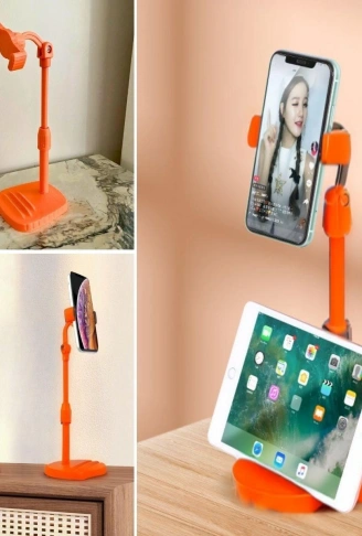 Masa Üstü Tablet ve Telefon Tutucu Plastik Aparat Turuncu Telefon Standı (4940)
