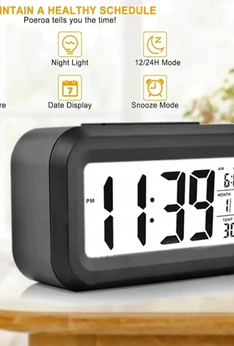 Masaüstü Saat Takvim Termometre Beyaz Siyah (4940)