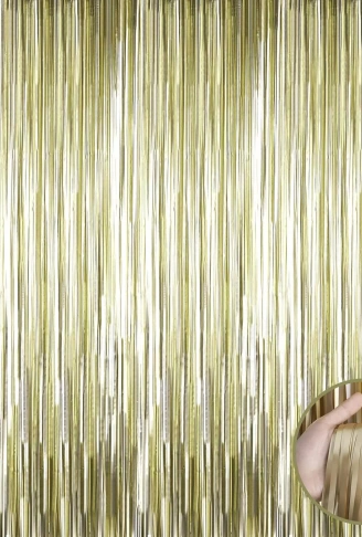 Mat Altın Püsküllü Kapı Perdesi - Parti, Bekarlığa Veda, Doğum Günü 1x2 m (4940)