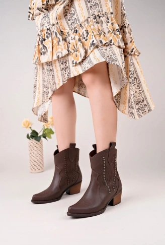 Matin Acı Kahve Cilt Topuklu Bot