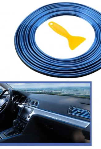 Mavi Araba Oto Trim Dekorasyon Şeridi Kauçuk Elastik Kolay Kurulum 5 metre Şerit Bant (4940)