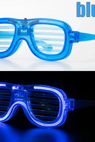 Mavi Led Işıklı Parti Gözlüğü - Neon Glow Şerit Gözlük 3 Modlu (4940)