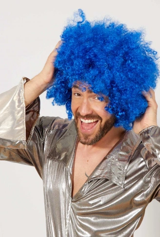 Mavi Renk Kıvırcık Afro Bonus Peruk (4940)