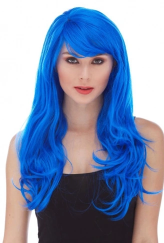 Mavi Renk Uzun Dalgalı Parti Peruğu (4940)