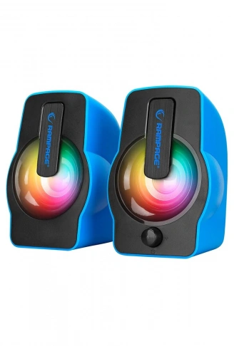 MAVİ - RGB IŞIKLI 1+1 HOPARLÖR SPEAKAER SET USB KABLO 2.0 MULTİMEDYA - 6W (4940)