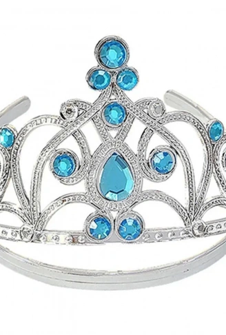 Mavi Taşlı Elsa Çocuk Tacı Prenses Tacı Kraliçe Tacı 16x14 cm (4940)