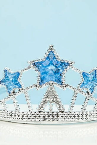 Mavi Yıldız Taşlı Plastik Kraliçe Prenses Elsa Tacı Çocuk Boy (4940)