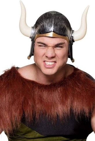 Mega Boynuzlu Viking Ivar Kaskı Eskitilmiş Desen Gümüş Renk (4940)