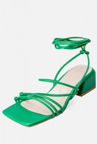Merdi Yeşil Cilt Topuklu Ayakkabı