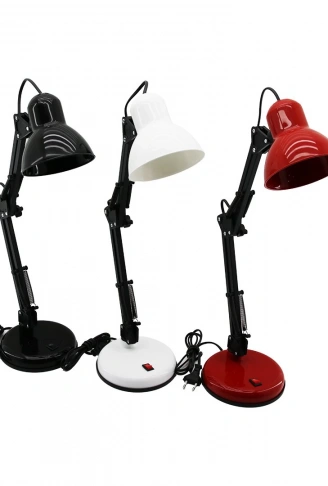 METAL AKROBAT AYAKLI ELEKTRİKLİ MASA LAMBASI RENKLİ PLASTİK TABLA - KAFA (4940)