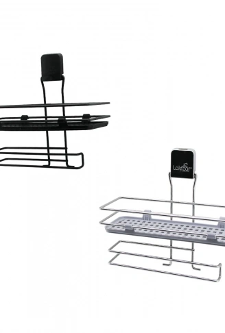 METAL MİX : SİYAH - KROM ROZA RAFLI KAĞIT HAVLULUK YAPIŞKANLI MONTAJ - PLS RAF (4940)