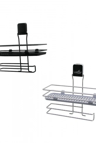 METAL MİX : SİYAH - KROM ROZA RAFLI KAĞIT HAVLULUK YAPIŞKANLI MONTAJ - PLS RAF (4940)