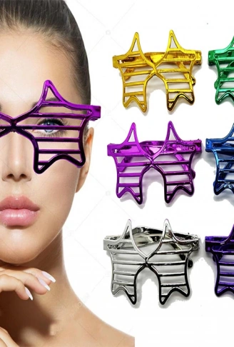 Metalize Ekstra Parlak Yıldız Panjur Parti Gözlüğü 6 Renk 6 Adet (4940)