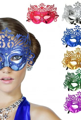 Metalize Hologramlı Balo Venedik Parti Maskesi 6 Renk 6 Adet (4940)
