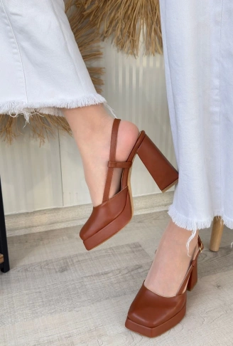 Mety Taba Cilt Topuklu Ayakkabı