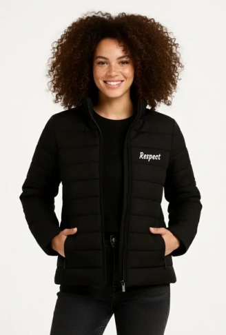 Mikro Su İtici Kapitone Baskılı Astarlı Fermuarlı Bomber Mont - Siyah