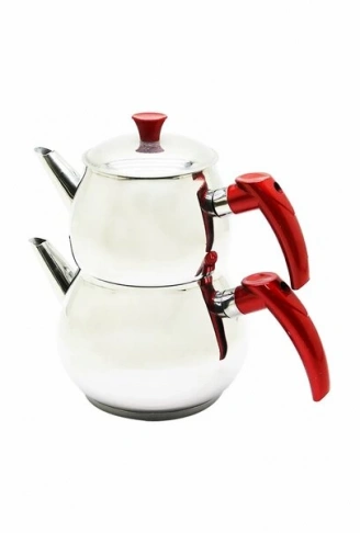 MİNİ 2LT KÜÇÜK BOY KÜRE ÇELİK ÇAYDANLIK SETİ - ÜST: 0.75LT - ALT: 1.4LT (4940)