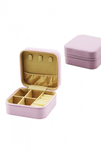 MİNİ FERMUARLI TAKI KUTUSU - ÇANTA SUNİ DERİ 4 BÖLME+6 YÜZÜKLÜK+3 KÜPELİK+FİLE =10X10CM - Y:5CM (4940)