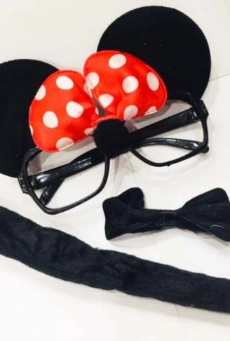 Minnie Mouse Gözlüğü Papyonu Kuyruğu Seti (4940)