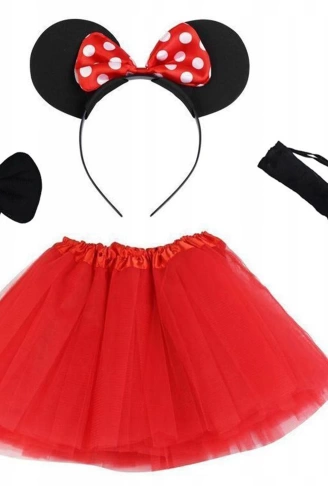 Minnie Mouse Kostüm Seti Etek Taç Kuyruk Papyon Gösteri Seti
