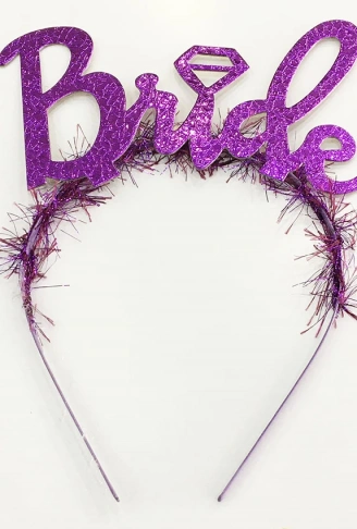 Mor Renk Bekarlığa Veda İtalik Yazı Alyanslı Bride Taç (4940)