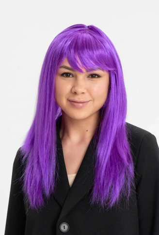 Mor Renk Düz Kesim Uzun Parti Peruğu Takma Saç (4940)