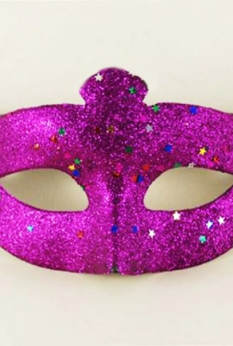 Mor Renk Simli Yıldızlı Kostüm Partisi Maskesi 17x10 (4940)