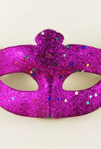 Mor Renk Simli Yıldızlı Kostüm Partisi Maskesi 17x10 (4940)