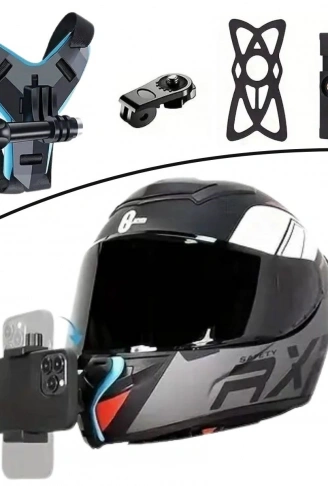 Motorsiklet Kask Önü Takılan Telefon Tutucu Aksiyon Kamerası Takılabilen Aparat (4940)