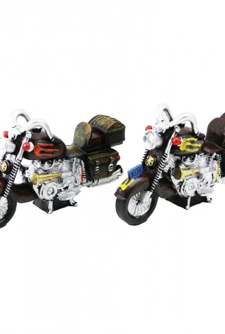 MOTORSİKLET VİNTAGE DEKORATİF BİBLO - KUMBARA RENKLİ 25CM REÇİNE (4940)