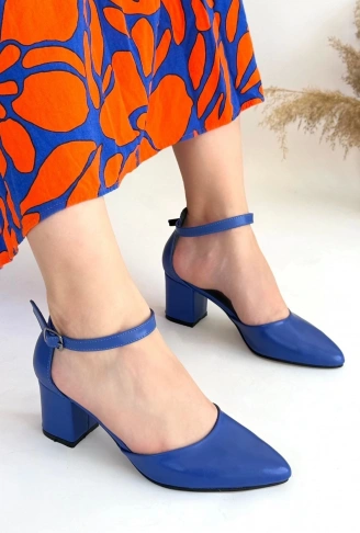 Mulen Mavi Cilt Topuklu Ayakkabı