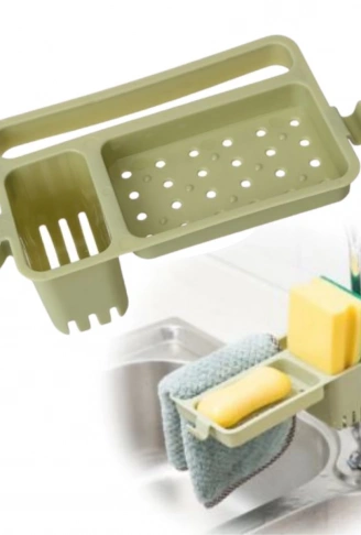 Musluğa Takılan Sünger Havlu Askılı Sabun Hazneli mutfak Banyo Lavabo Düzenleyici Organizer (4940)