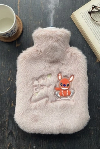 Mutlu Robot Hayvan Figürlü Pembe Peluş Sıcak Su Torbası 1 Lt – Yumuşak Kılıf, Uzun Süre Sıcak Tutan Termal Su Torbası (4940)