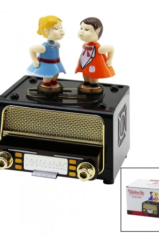 MÜZİKLİ  DEKORATİF  NOSTALJİK RADYO - DANS EDEN ÇOCUKLAR - TAKI KUTUSU (4940)