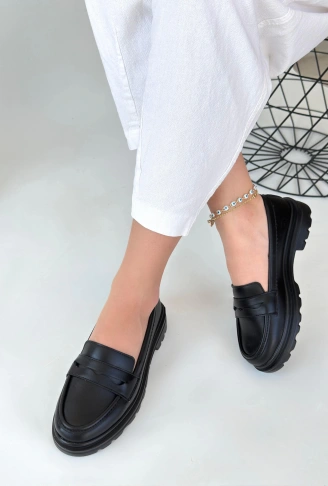 Narli Siyah Cilt Oxford Ayakkabı