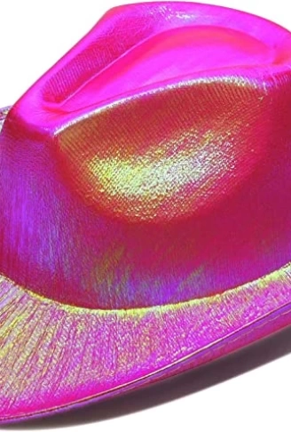 Neon Hologramlı Kovboy Model Parti Şapkası Fuşya Yetişkin 39X36X14 cm (4940)